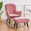 FGHOEV Upholstered Vanity Footstool Side Table Seat Dressing Chair with Golden Metal Leg Fabric stool (Color : Argento)