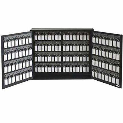 Acrimet Key Cabinet Organizer 128 Positions with Lock (Wall Mount) (128 Smoke Tags Included) (Black Cabinet)
