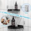 RV Shower Corner Storage Bar, Camper Travel Trailer RV Bathroom Storage Rods with Rotatable Bracket, Adjustable Camper Storage Organization Trail