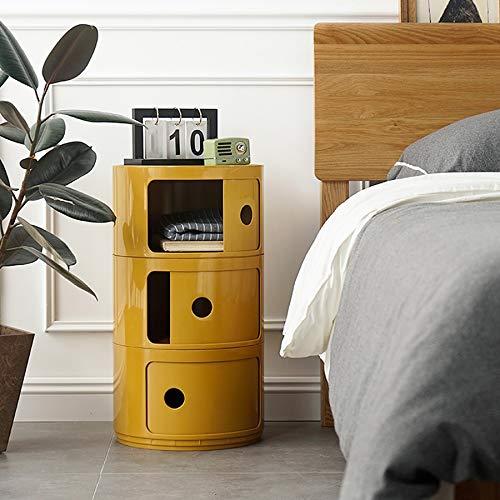 LUKEO Round Storage Unit Plastic Cabinet Bedside Table for Home Corridor Bathroom Bedroom