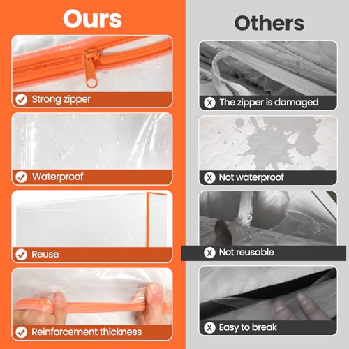 Mattress Bag for Moving and Storage (Queen) Protective Plastic Mattress Case Mattress Cover 6 Mil Waterproof Zippered Mattress Bag Moving Heavy D