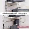 BIGLUFU Towel Rail Wall Mounted, 3-Tier Towel Holder with Hooks, Bath Self Adhesive Towel Rack Stainless Steel Towel Shelf Bar for Bathroom Kitch