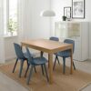 Ikea ODGER/EKEDALEN table and 4 chairs, 120/180 cm, oak/blue