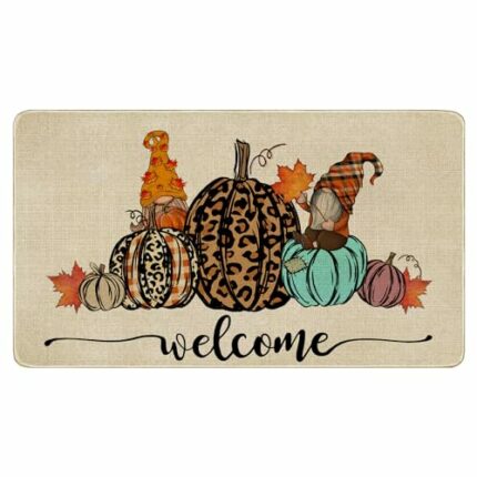 Ideasonna Fall Outdoor Welcome Mat Autumn Pumpkin Thanksgiving Door Mat Outdoor Entrance Fall Welcome Outdoor Mats for Front Door Fall Door Decor