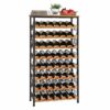 48 Bottles Floor Wine Rack with Wood Top, Freestanding Wine Bottle Organizer Shelf, Wobble-Free 8 Tier Wine Display Storage Stand for Kitchen Pan