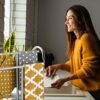 Relaxdays standing towel stand with two rails, no-drill towel rack, table top, jewellery organiser, small, silver