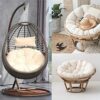 Gettop Egg Chair Cushion | Thicken Round Hanging Hammock Chair Cushion | Washable Chair Cushions Only | Outdoor Cushion Replacement for Hanging E