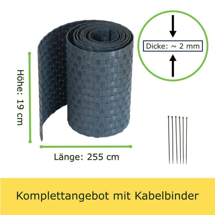 workingHOUSE Polyrattan Privacy Screen Strips for Double Bar Mesh Weatherproof Strips for Fence, Balcony and Terrace - Maintenance-Free and Easy
