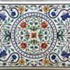 Gifts And Artefacts 30 x 60 Inches Semi Precious Gemstone Inlay Work Kitchen Table Top Rectangle Shape White Marble Dining Table with Royal Look
