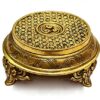 ESPLANADE Brass Decorative Round Pooja God Stool | Brass Chowki | Home Decor Sitting Table - 7" Inches