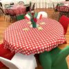 ZeriTlolen Round table cloth, Tbalecloth (Red and White, 3-Pcs)