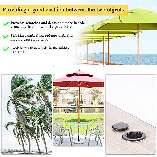 Favengo 2 Set Parasol Hole Rings Plastic Patio Umbrella Table Ring Standard Size Umbrella Hole Plug With 2 Pcs Decorative Tabletop Caps for Patio