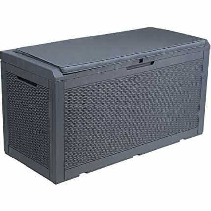 YITAHOME 380L Garden Storage Box, Large Waterproof Outdoor Storage Box with Lid, Lockable Patio Deck Boxes for Garden Tools Pillows Pool Supplies