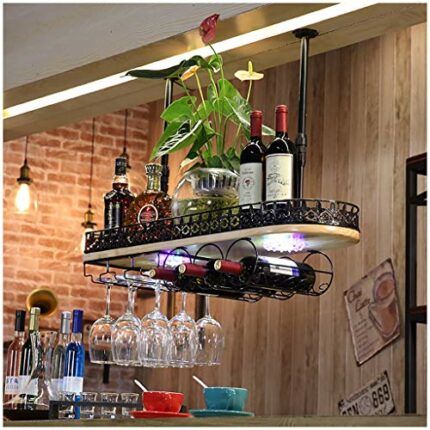 Stylish Simplicity Down Vintage Wine Rack Iron Simple Style Multi-Function Display Household Wine Glass Holder Restaurant Kitchen Bar Floating Wi