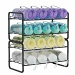 2-Tier Water Bottle Organzier Stackable Water Bottle Storage Rack Freestand Drink Organizer Black Metal Water Bottle Holder for Kitchen Pantry Li