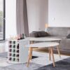 Relaxdays Wine Shelf with 360° Casters, 6 Glass Holders, Wine Storage for 17 Bottles, Round, HxD: 56x54cm,White
