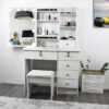saicheng Vanity Desk with Mirror and Lights-3 Color and Brightness Adjustable, Vanity Set with Drawers and Chair, White Makeup Vanity Table for G