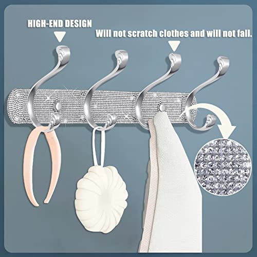 BlackFish Coat Rack Wall Mount,Rhinestone Type Wall Mounted Coat Rack - 4 Hooks,Purse Hanger,Coat Hanger Wall Mount,Wall Coat Rack for Bathroom K