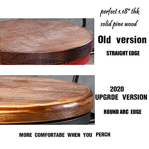 Topower Industrial Retro Vintage Farm Wooden Tractor Stool Kitchen Swivel Height Adjustable bar Stool (Copper)