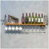 Stylish Simplicity Industrial Metal Wall-Mounted Wine Glass Holder Vintage Wrought Iron Solid Wood Stylish Simplicity Home High Glass Holder Brac