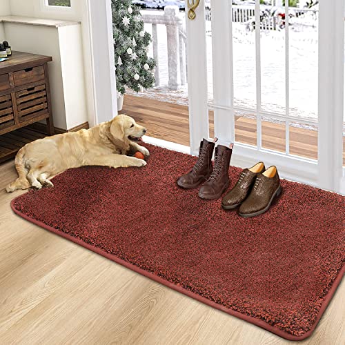 Cosy Home Door Mat 100% Polyester TPR Machine Washable Bath Mat 100 x 60 cm, Burgundy