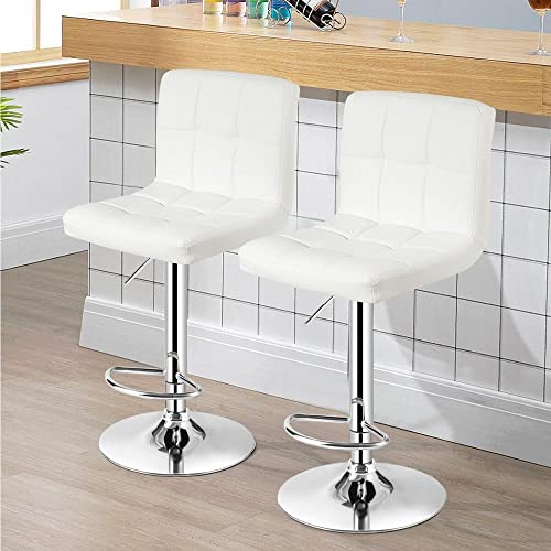 LUKEO Set of 4 Adjustable Bar Stools PU Leather Swivel Kitchen Counter Pub Chair (Color : 3-pack, Size : Light Grey)