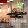 wine racks metal Creative Wrought Iron Wine Rack, Upside Down Goblet Wine Holder, Bar Hanging Wine Storage Shelf, Wine Cabinet Bar Hanger, Househ