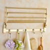 HIGOH Towel Racks, Bathroom Towel Rack Wall Mounted Towel Holder,High-End with 5 Hooks European Folding Bath Towel Shelf,Movable Towel Rackplatin