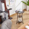 Neekor Round End Table,3-Tier Small Round Side Table with Wooden Shelves, Rustic Retro Table Corner Sofa Table for Living Room Bedroom (Rustic Br