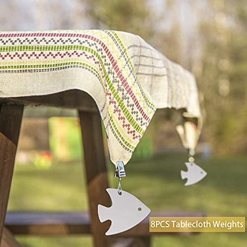 mellystore 8PCS Stainless Steel Tablecloth Weights Outdoor Tablecloth Clamps Tablecloth Weights with Clips Decorative Tablecloth Clips for Party,