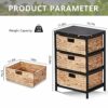 Wimarsbon Nightstand, Water Hyacinth Woven End Table, Side Table, Bedside Table with Bin Drawer, Drawer Dresser for Bedroom, for Living Room (Bla