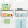 mDesign Bathroom Shelf – 2-Tier Wire Shelf with Integrated Towel Rail – Ideal Bathroom Storage Solution – Chrome