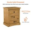 Amazon Brand - Movian Corona 3 Drawer Bedside Chest Distressed Waxed Rectangular Nightstand Table, Solid Pine Wood, 35 cm D x 48 cm W x 60 cm H