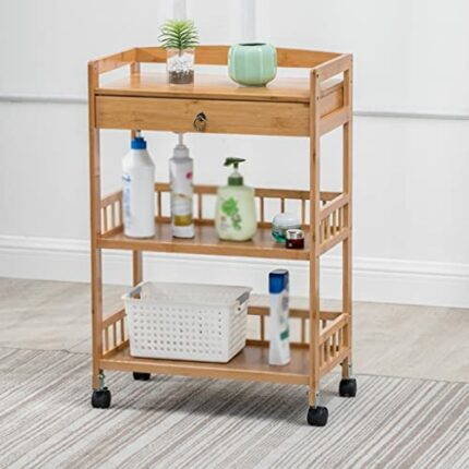 SLNFXC Removable Dining Cart 3-tier Dining Cart Small Living Room Cart Kitchen Storage Rack (Color : Argento, Size : 81CM*53CM)