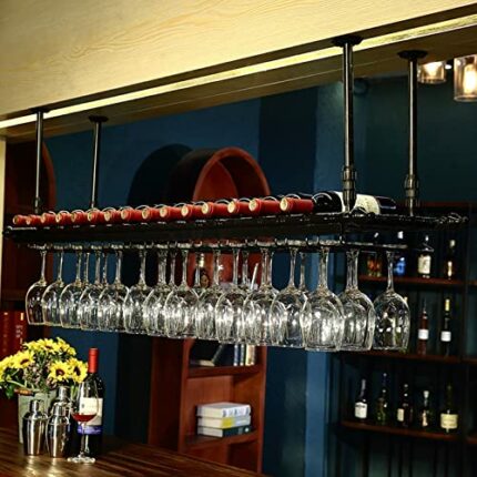 KEppd Wine Rack Hanging Shelves Height Adjustable Bottle Rack Floating Shelves Ceiling Wine Rack Wine Rack Wall Mounted Easy To Install Wine Glas