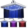 DAXGD LED Square Shower Head,Temperature Control Shower 3 Colour Changing Water Flow Powered, 8 inch Shower with 12Pcs Led for Bathroom