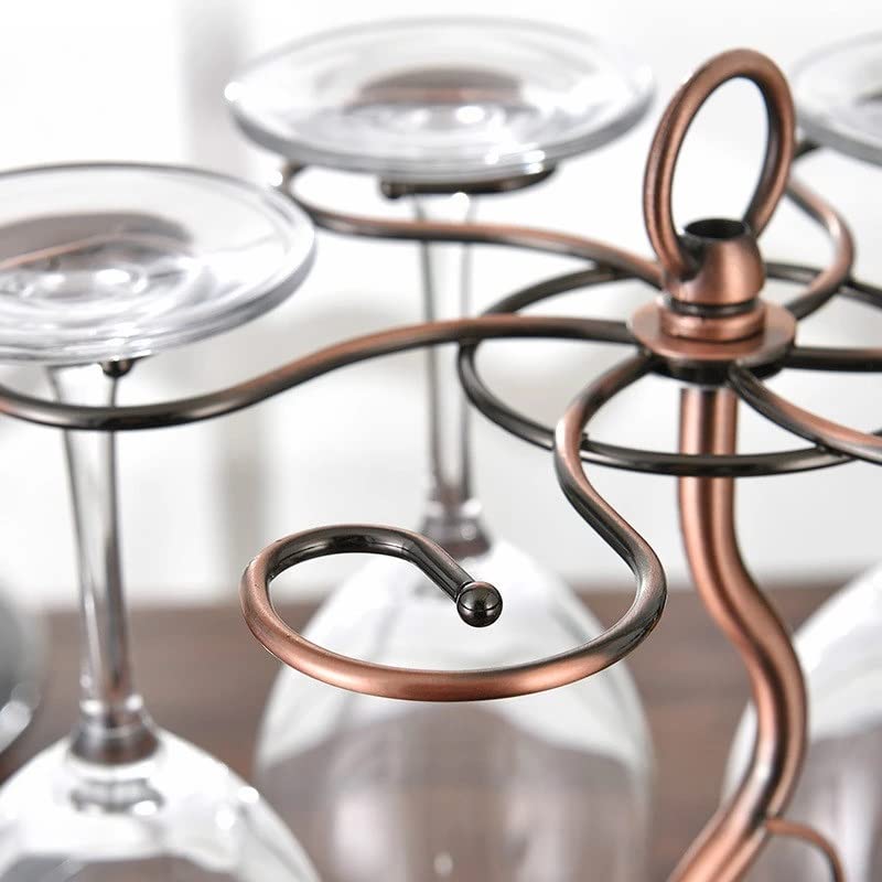 TFIIEXFL European Double Bottle 6Cups Wind Rack Leaf G-Shaped Cup Holder Goblet Wine Storage Basket Bar Family Wine Tools