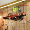 wine racks metal Creative Wrought Iron Wine Rack, Upside Down Goblet Wine Holder, Bar Hanging Wine Storage Shelf, Wine Cabinet Bar Hanger, Househ