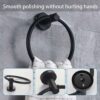 Stainless Steel Towel Ring, Black Matte Bathroom Kitchen Towel Holder, Bathroom Accessories Hanging Towel Hanger Round Towel Rack 6.49in/16.5cm