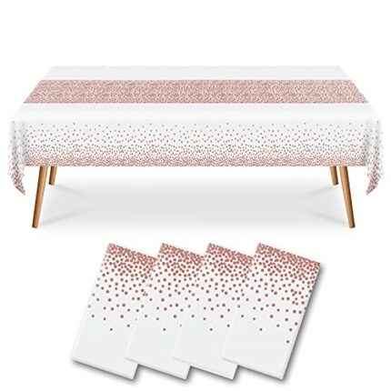 4 Pack Disposable Tablecloth for Rectangle Tables, KENOBEE 137 x 274 cm Waterproof Party Table Cover for Indoor or Outdoor Birthday Thanksgiving
