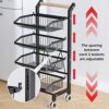 COVAODQ 4 tier kitchen trolley on wheels, kitchen vegetable storage rack,black vegetable rack,vegetable rack for kitchen(90 * 40 * 30cm)