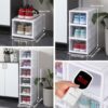 Calogy Stackable Shoes Storage Boxes, Shoe Box Organiser, Clear Plastic Stacking Rack, Cabinet Containers, Easy Assemble, Sturdy, Fits for All Ki