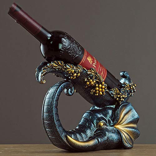 Stylish Simplicity Resin Crafts Creative Home Office Kitchen Living Room Bedroom Decorated in European-American Style Blue Elephant Wine Rack Orn