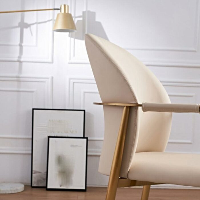 WALNUT Armrest Dining Chairs Metal Comfortable Backrest Upholstered Chair Kitchen Furniture