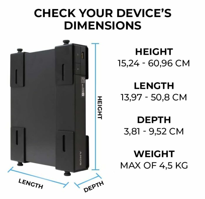 HumanCentric Adjustable Device Wall Mount | DVD Players, Cable Boxes, Receivers, Set Top Box and Other A/V Equipment | Patented