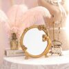 SDFGH Makeup Retro Style European Resin Carved Ornaments Round Antique for Tabletop Bedroom Home Decor