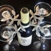 Wine Bottle Glass Holder/Butler For Four Glasses: White Vine Style
