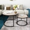 Round Nesting Coffee Table Modern Nesting Side Set of 2 End Table for Living Room Balcony Garden, etc,Round Wooden Accent Coffee Table with Solid