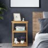 UOMIO Square Bamboo End Table 3-Tier Small Sofa Tables Slim Bedside table with Storage Shelf Practical Console Side Table Coffee Table for Living