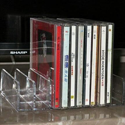 AUXPhome Clear Acrylic DVD/CD Storage Box CD Holder - CD Tray Holds up to 14 CD Cases for Media Shelf Storage and Organization for Countertop/Kit